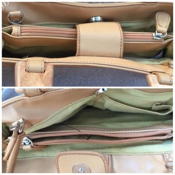 Tan and Sky Blue Tweed Satchel 10x12x8 - Picture 4 of 4